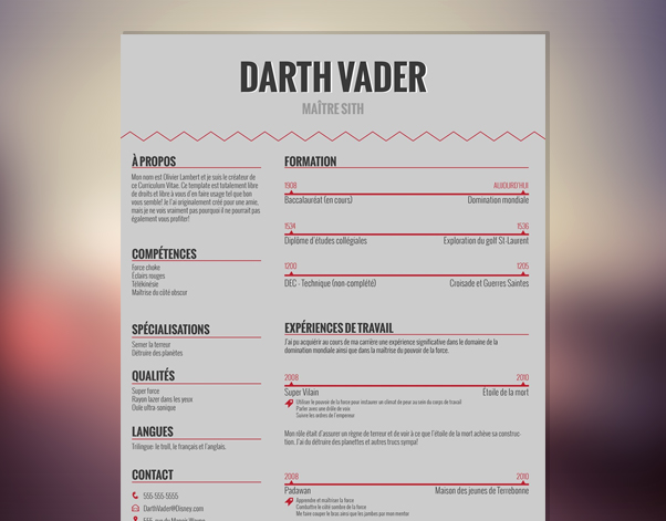 CV de Darth Vader
